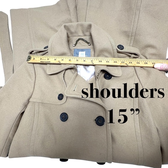 coat J CREW classic camel trench wool nylon cashmere 39" academia preppy French - Picture 11 of 15